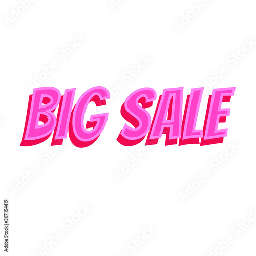 Big sale text isolated on white background. Perfect for ad, discount banner. Colorful composition