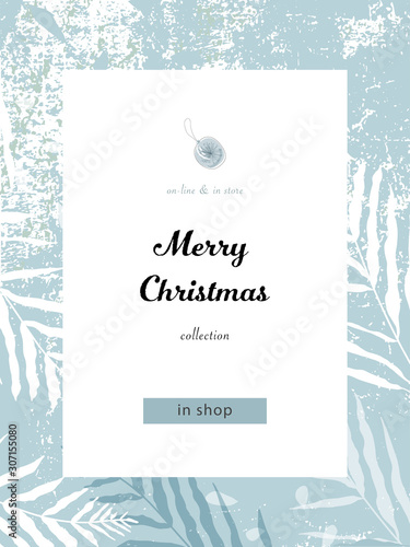 social media banner template for advertising winter arrivals collection or seasonal sales promotion. trendy hand drawn background textures and floral elements imitating watercolor paintings