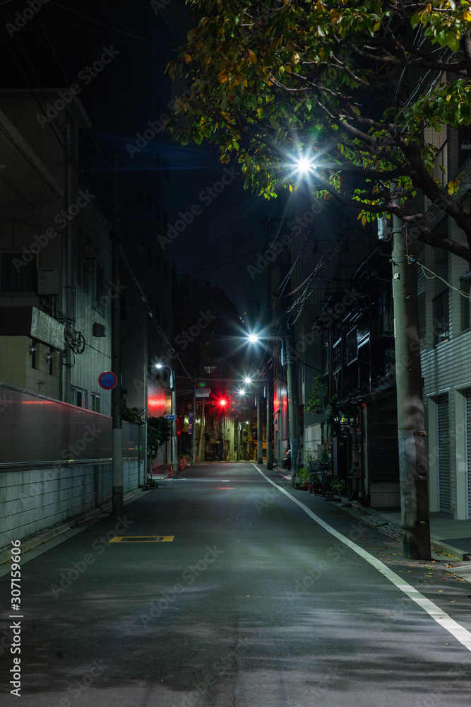 【東京都台東区】夜の街の道路