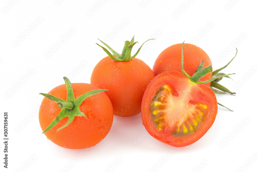 Red fresh tomatoes isolated on white background Red fresh tomatoes isolated on white background