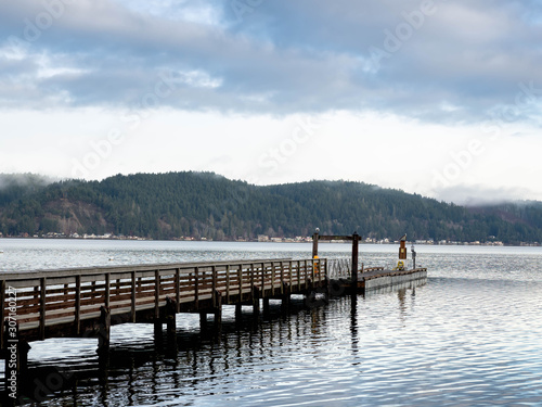 Cloudy morning on Hood Canal with birds and a Marina © Brian