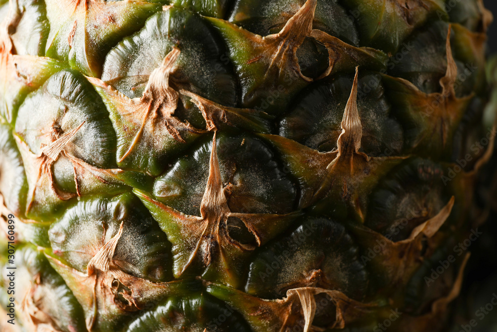 Ripe pineapple background, close up. Juicy fruit
