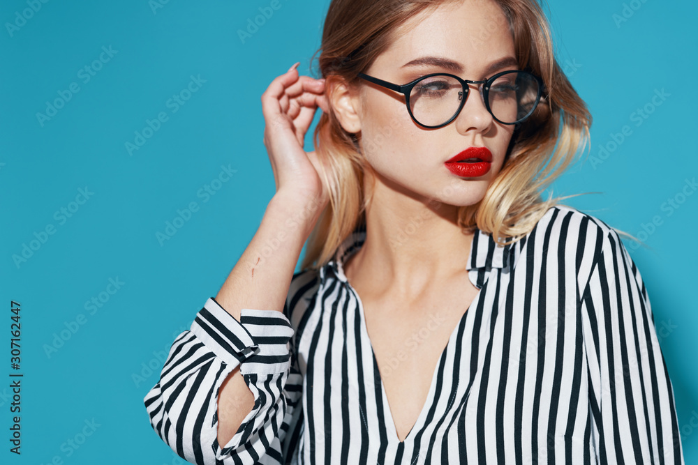young woman with glasses