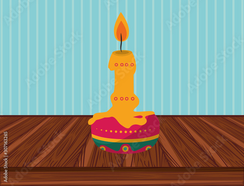 paraffin candle in table wooden