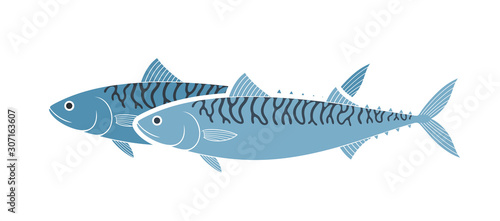 Mackerel logo. Isolated mackerel on white background