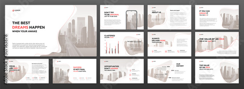Business presentation powerpoint templates set. Use for presentation background, brochure design, website slider, landing page, annual report, company profile, social media banner.