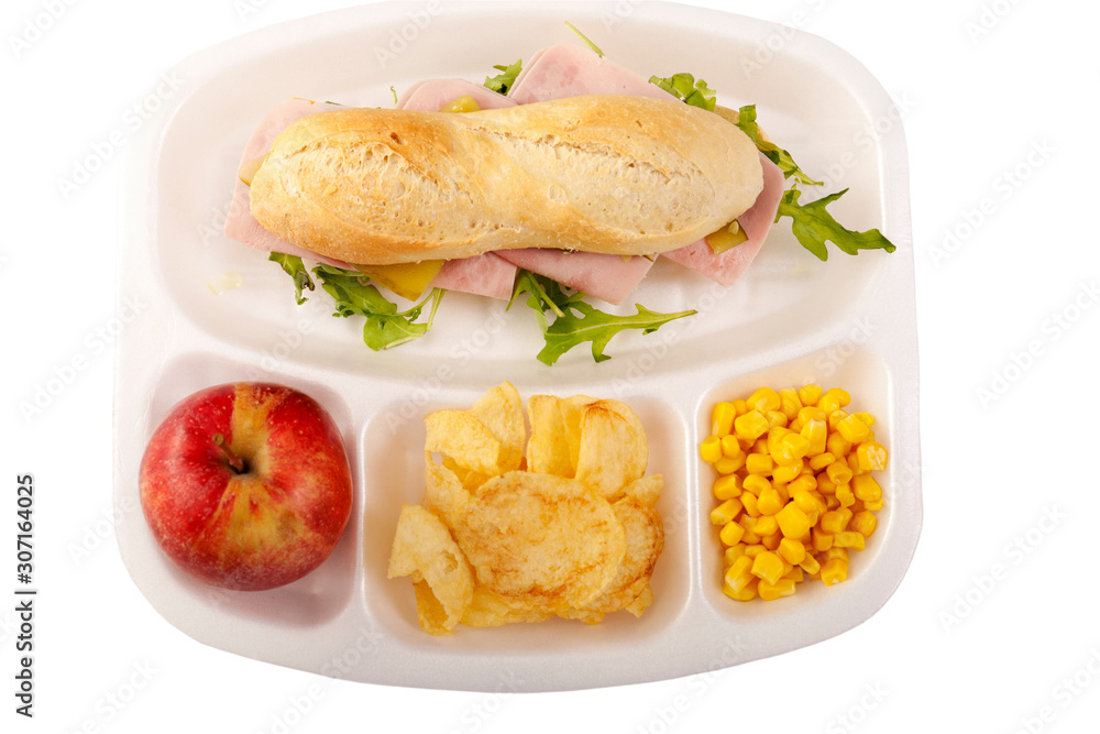 School lunch on a tray