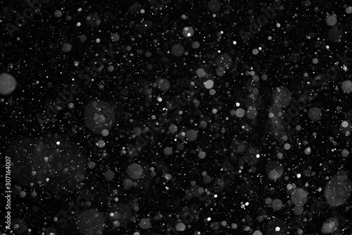 closeup background texture of snowflakes during a snowfall photo