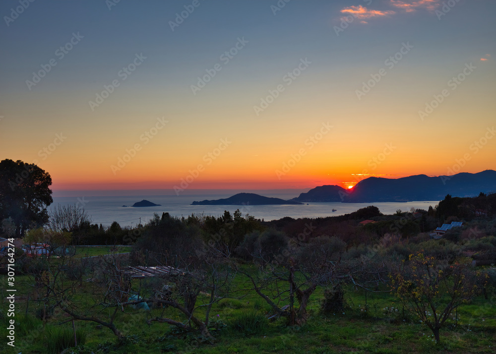 Sunset on the gulf of La Spezia