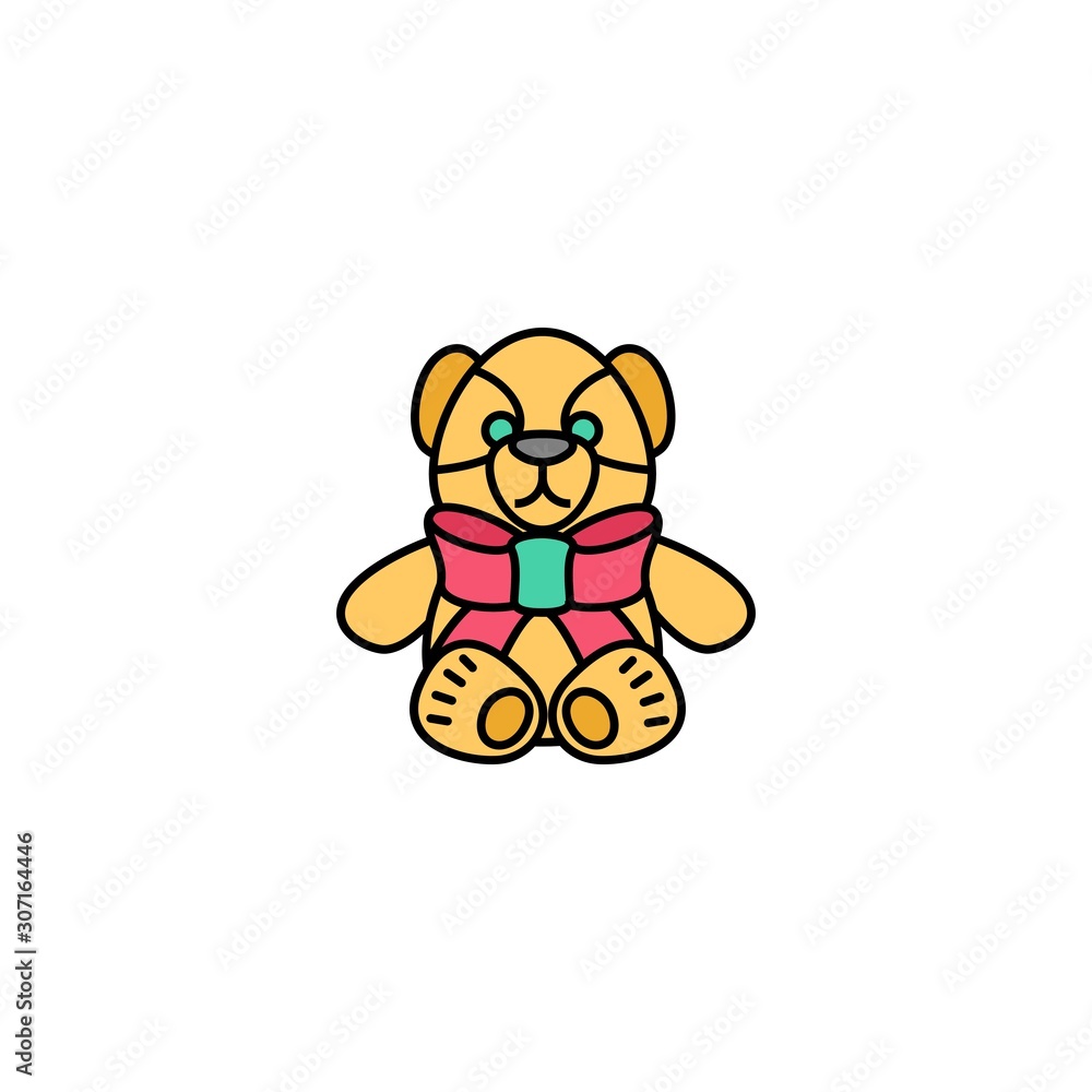 Obraz premium teddy bear creative icon. Multicolor line illustration. From Christmas icons collection. Isolated teddy bear sign on white background
