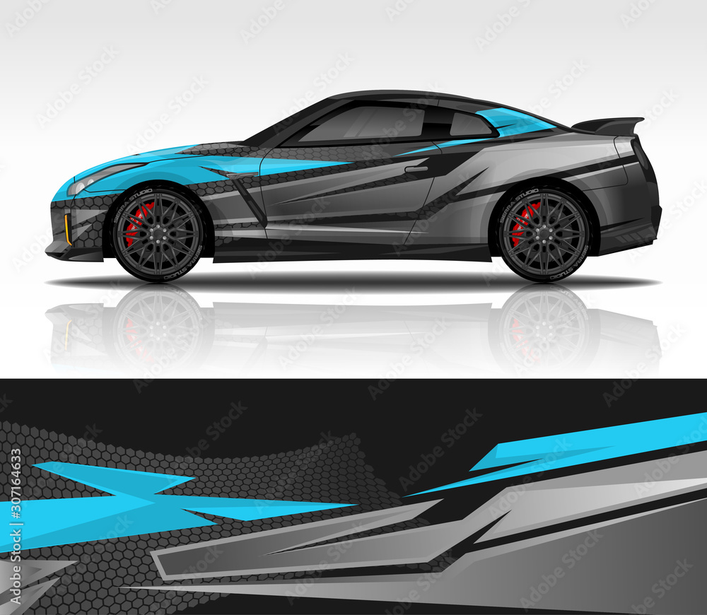 Car wrap decal design vector, for advertising or custom livery WRC style, race rally car vehicle sticker and tinting custom.