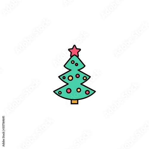 Wallpaper Mural christmas tree creative icon. Multicolor line illustration. From Christmas icons collection. Isolated christmas tree sign on white background Torontodigital.ca