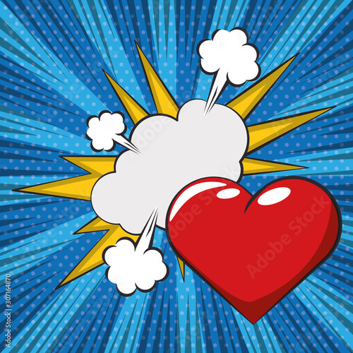 poster pop art style with hearts love