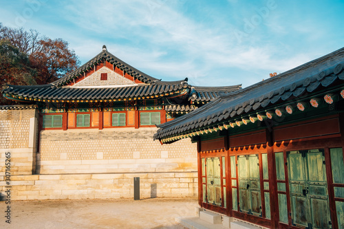 Changdeokgung Palace historic architecture in Seoul  Korea