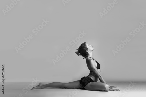 Wallpaper Mural Girl doing yoga poses, poster ready, artistic black and white photo, fitness yoga instructor   Torontodigital.ca