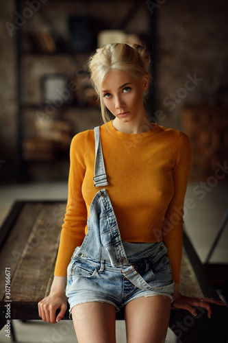 Beautiful young female blonde model