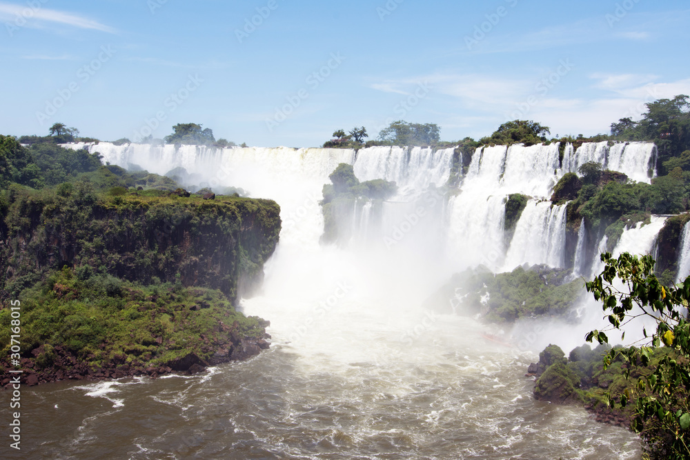 San Martin Island and Iguazu Falls on background San Martin Island and Iguazu Falls on background