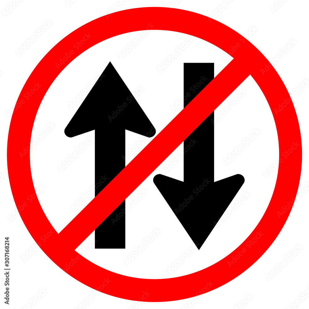 Forbid Two Way Traffic Road Sign, Vector Illustration, Isolate On White Background Label. EPS10 Forbid Two Way Traffic Road Sign, Vector Illustration, Isolate On White Background Label. EPS10
