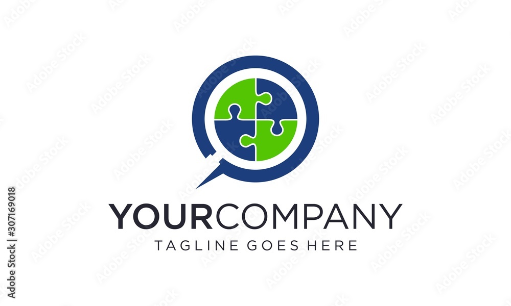 Puzzle search logo design concept Puzzle search logo design concept