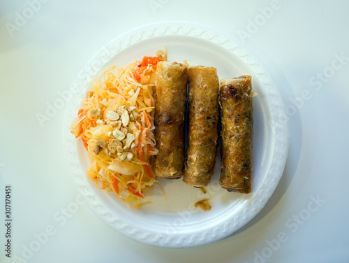 platic plate with Chinese food photo