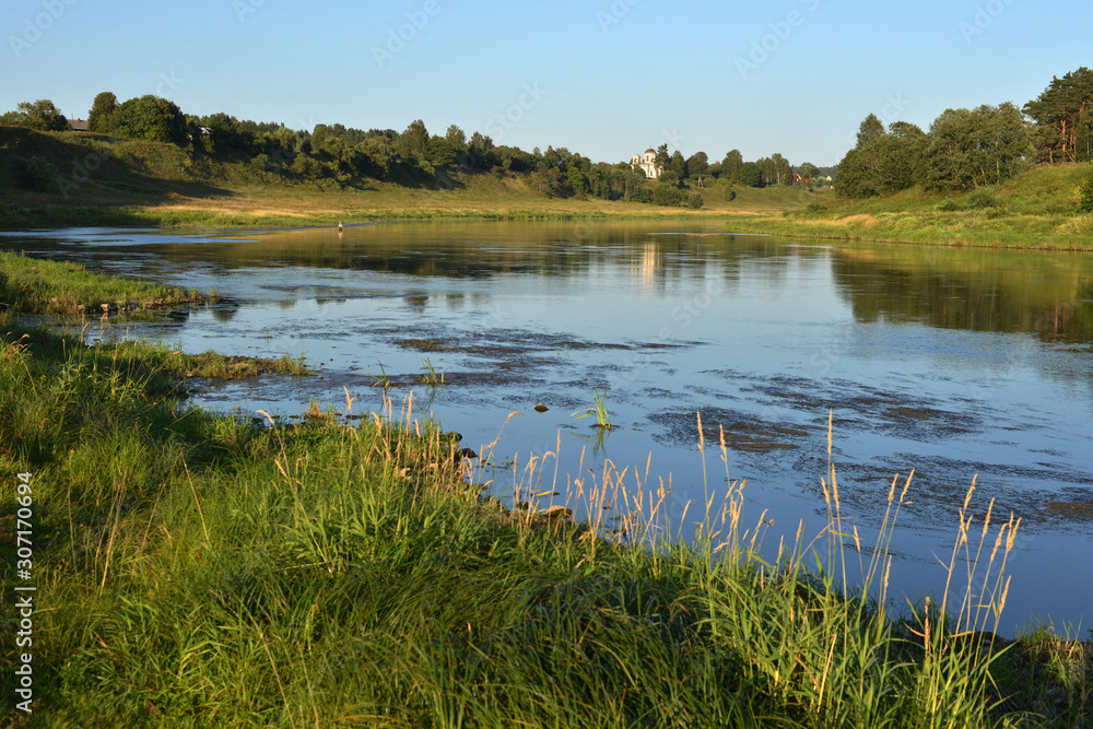 Volga river, Rodnya, Tver region, Russia Volga river, Rodnya, Tver region, Russia