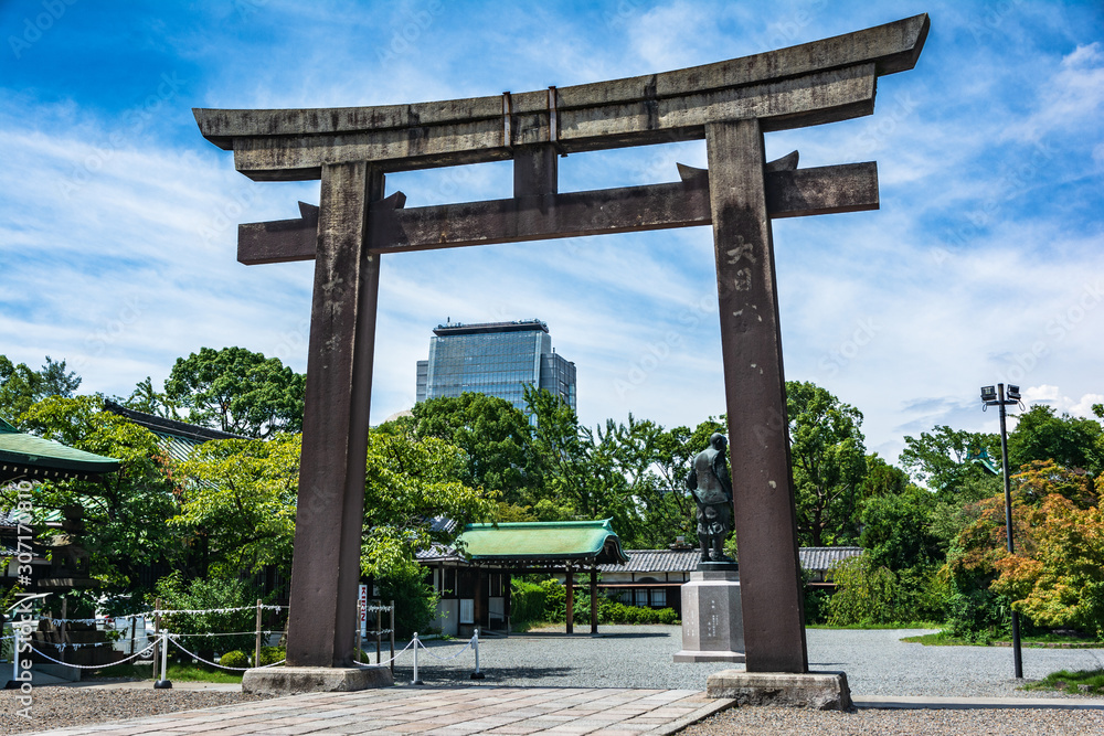 Torii Gate at Osaka Castle, Honshu, Japan, Asia