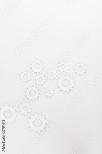 top view of round gears isolated on white