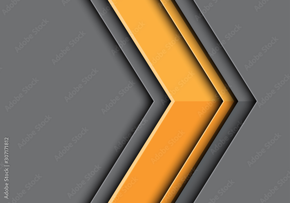 Abstract yellow arrow 3D direction on grey bank space design modern futuristic background vector illustration. Abstract yellow arrow 3D direction on grey bank space design modern futuristic background vector illustration.