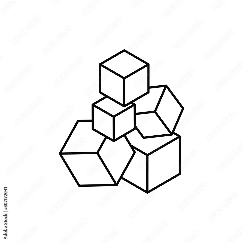 Sugar cubes icon design line style isolated on white background. Vector illustration Sugar cubes icon design line style isolated on white background. Vector illustration
