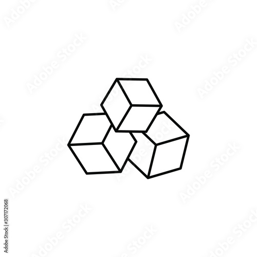 Sugar cubes icon design line style isolated on white background. Vector illustration