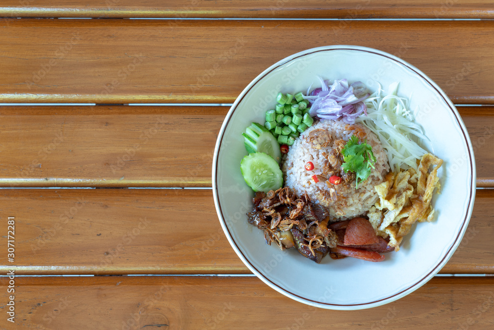 Rice seasoned with Shrimp Paste. (Khao Kluk Ka Pi) - obrazy, fototapety, plakaty 
