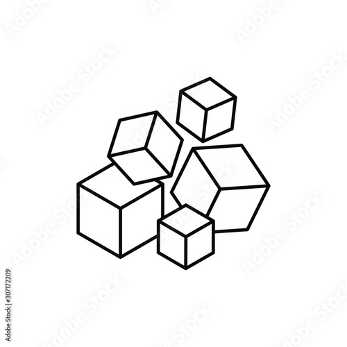 Sugar cubes icon design line style isolated on white background. Vector illustration