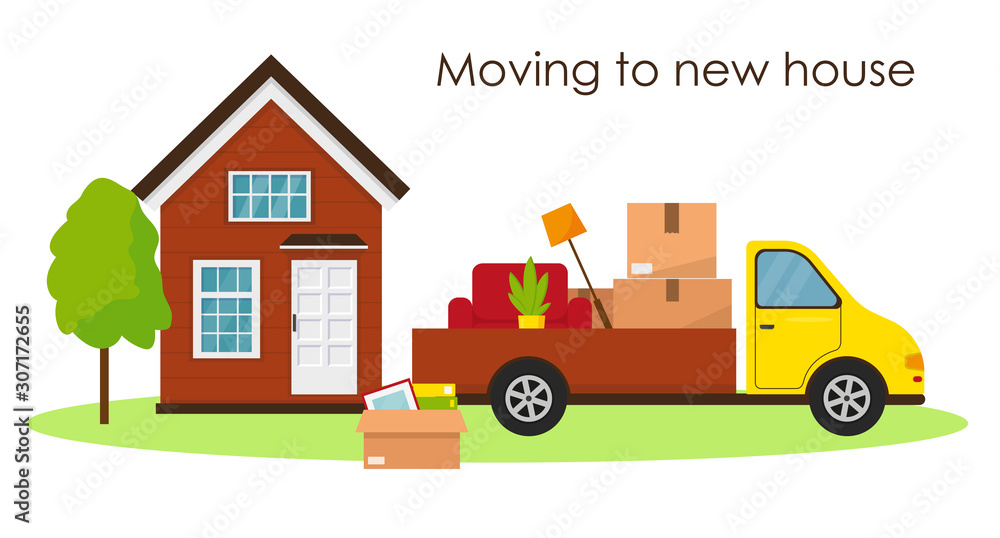 Moving in new house concept. Vector illustration. Moving in new house concept. Vector illustration.
