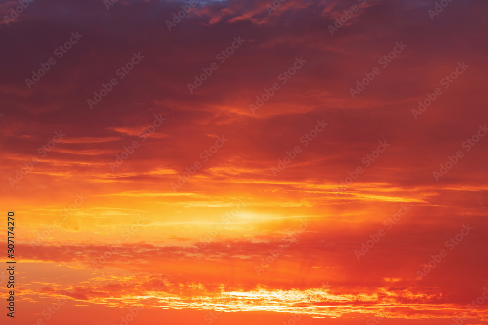 Fototapeta premium Beautiful bright sunset with multi-colored dramatic clouds