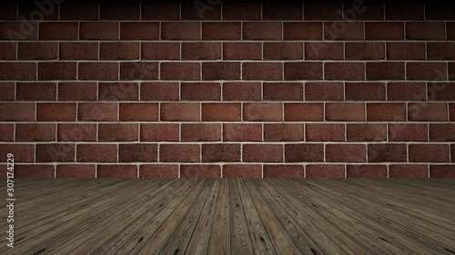 3d rendering of a brick wall frontal view studio