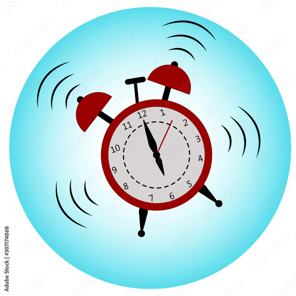 Vektorová grafika „A loud red alarm clock. Alarm at 6.00 a.m.“ ze služby  Stock | Adobe Stock