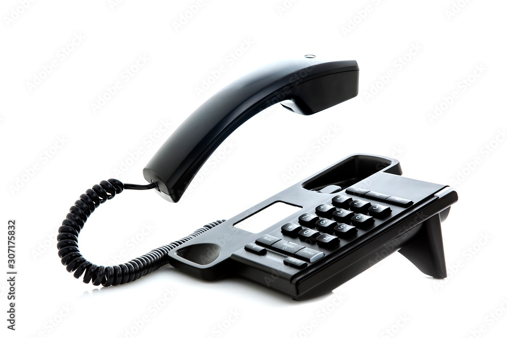 Black phone with floating handset Black phone with floating handset