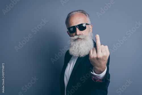 Принти на полотні Close-up portrait of his he nice attractive chic classy brutal serious mean gray