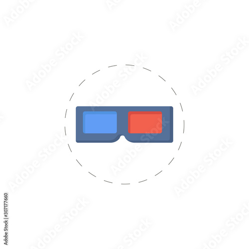 3d movie glasses colored flat vecor icon