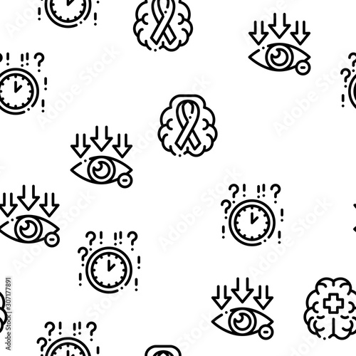 Alzheimers Disease Seamless Pattern Vector Thin Line. Illustrations