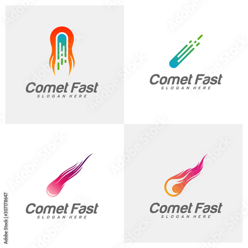 Set of Comet Logo Vector, Comet Logo Design Template, Icon Symbol, Illustration