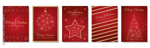 Merry christmas and happy new year cards vector set collection