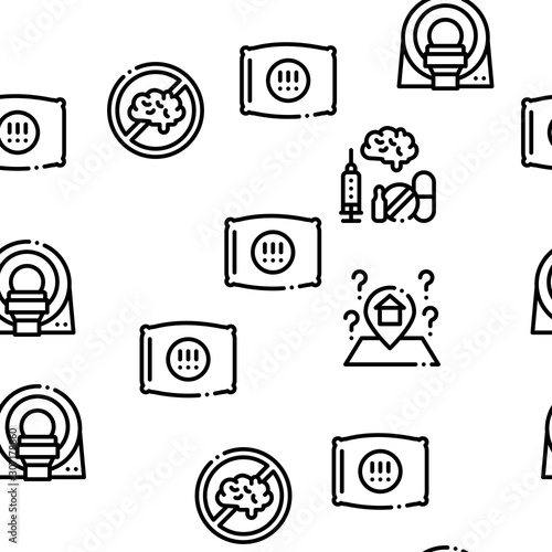 Alzheimers Disease Seamless Pattern Vector Thin Line. Illustrations