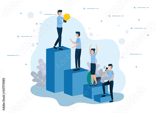 Businesspeople design, Teamwork support collaborative cooperation work unity and idea theme Vector illustration