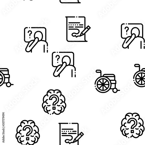 Alzheimers Disease Seamless Pattern Vector Thin Line. Illustrations