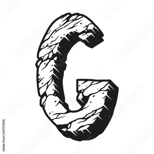 Vintage desert letter G monochrome template