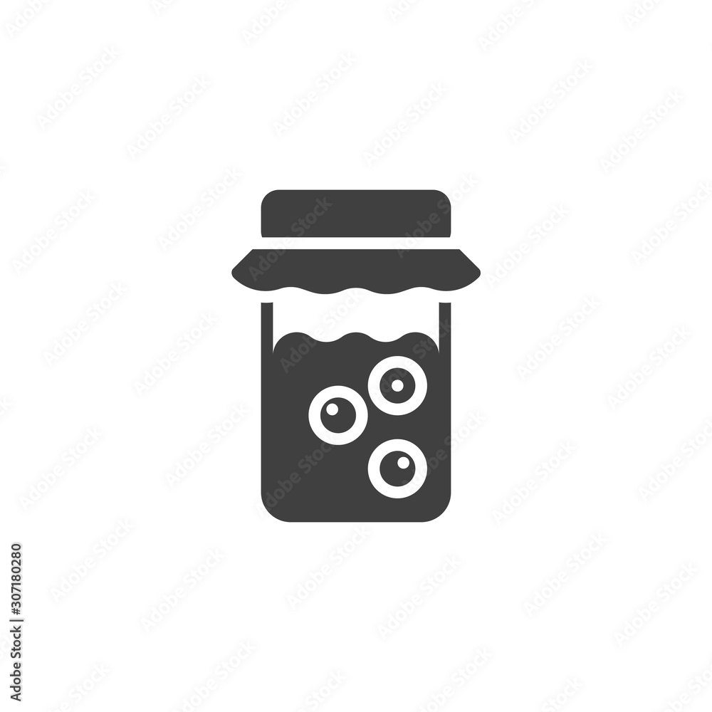 Berry jam jar vector icon. filled flat sign for mobile concept and web design. Jar of currant jam glyph icon. Symbol, logo illustration. Vector graphics Berry jam jar vector icon. filled flat sign for mobile concept and web design. Jar of currant jam glyph icon. Symbol, logo illustration. Vector graphics