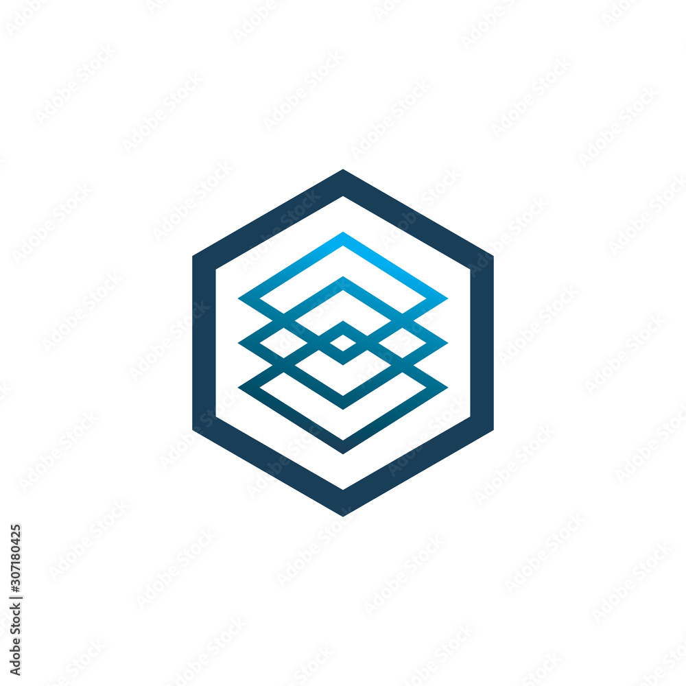 hexagon color line logo design hexagon color line logo design