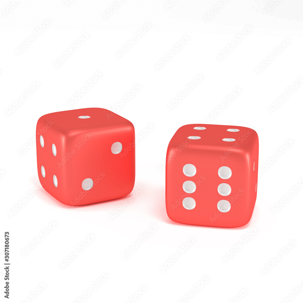 red dice & white dot in different positions isolated on white background with clipping path. Hobbies, professional occupations.Collection different realistic dice casino gambling, 3d illustration red dice & white dot in different positions isolated on white background with clipping path. Hobbies, professional occupations.Collection different realistic dice casino gambling, 3d illustration