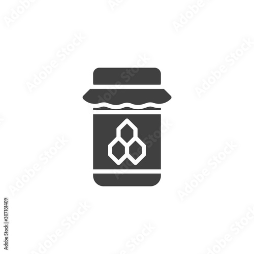 Honey Jar vector icon. filled flat sign for mobile concept and web design. Bee honey jar glyph icon. Symbol, logo illustration. Vector graphics